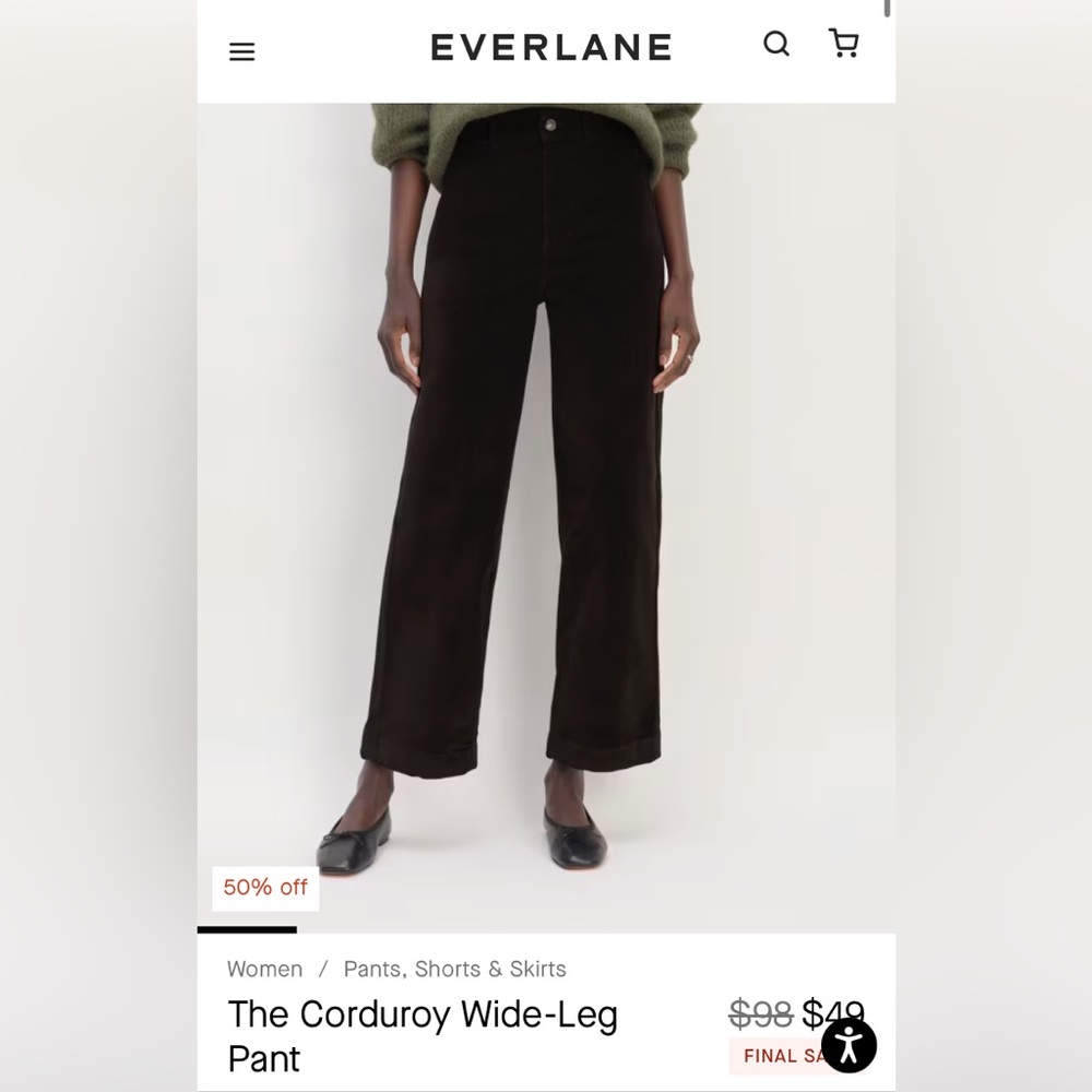 Everlane black corduroy wide leg pants